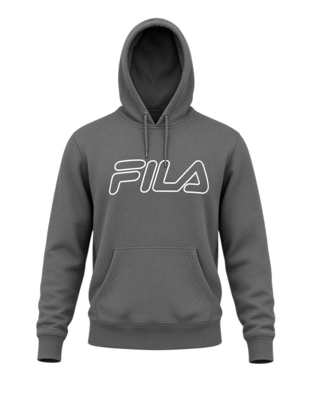 Fila Mens Black Pullover Hoodie Kangaroo Pocket Drawstring Hood L